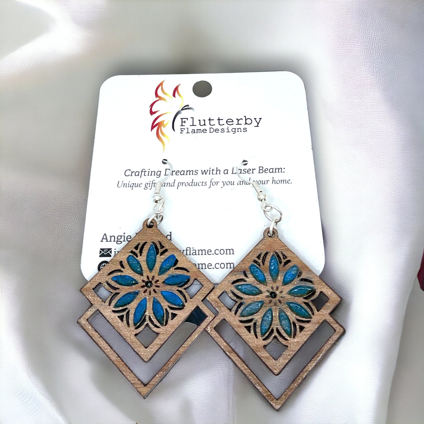 Boho Floral Wood Earrings