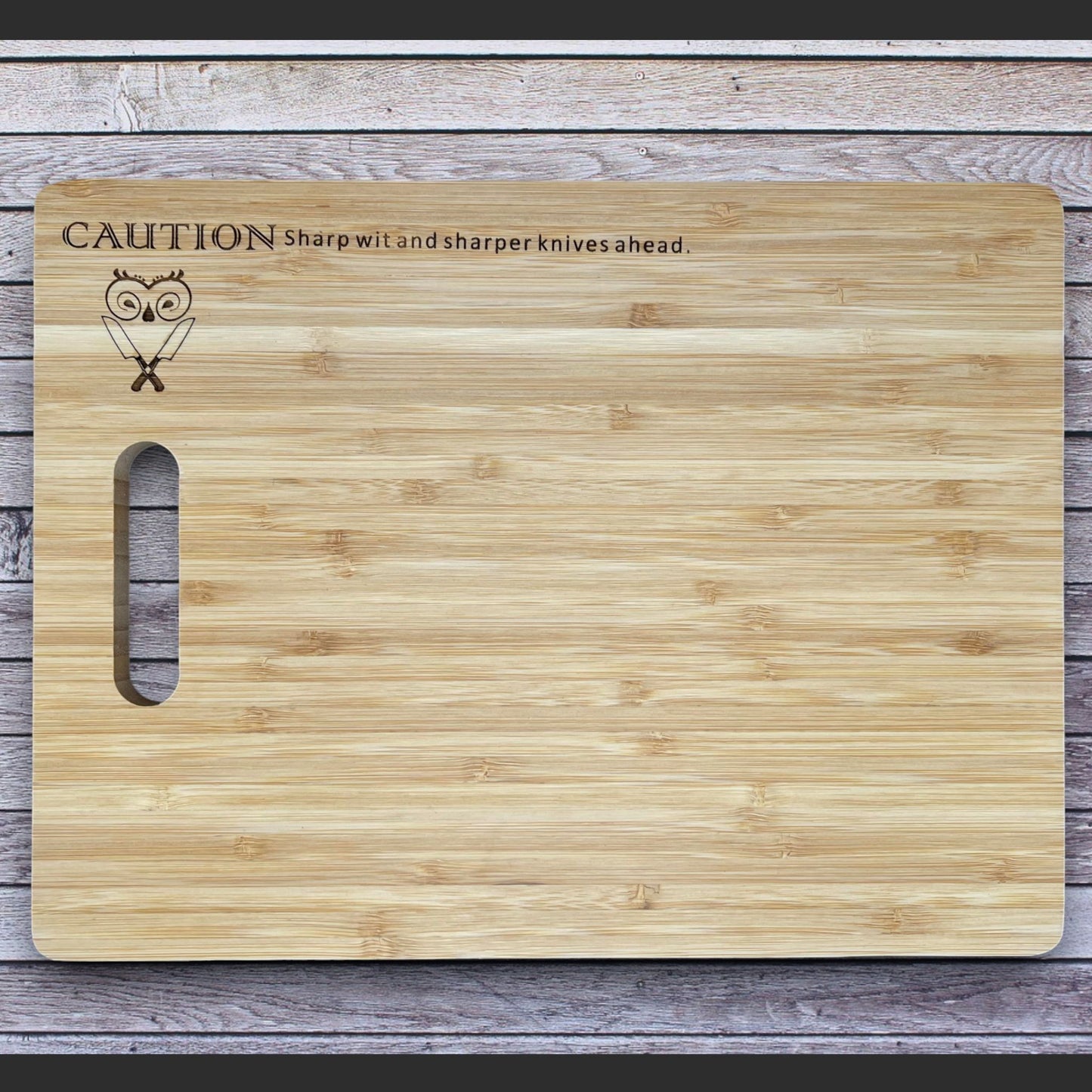 "Sharp Wit and Knives" Bamboo Cutting Board