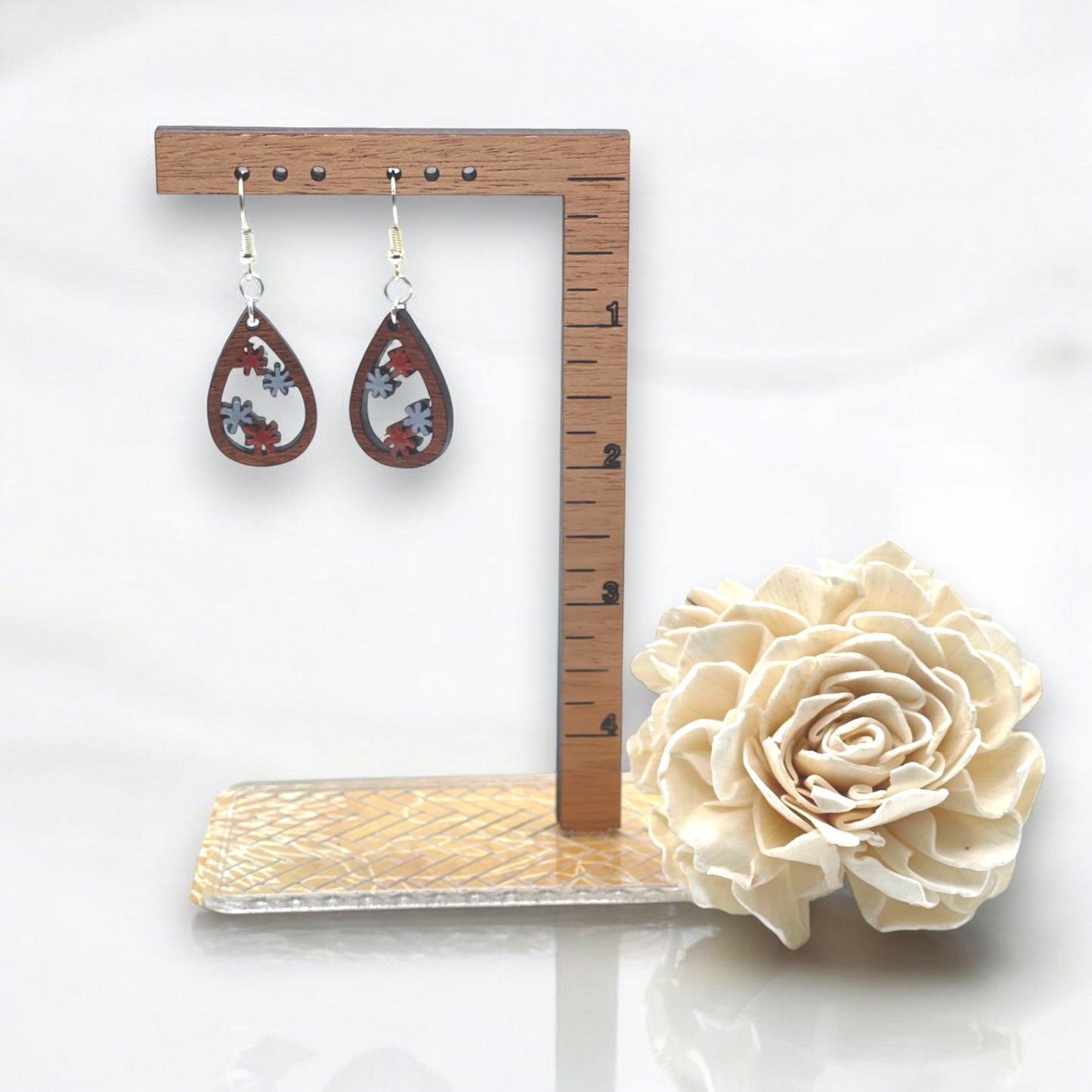 Flower Teardrop Dangle Earrings