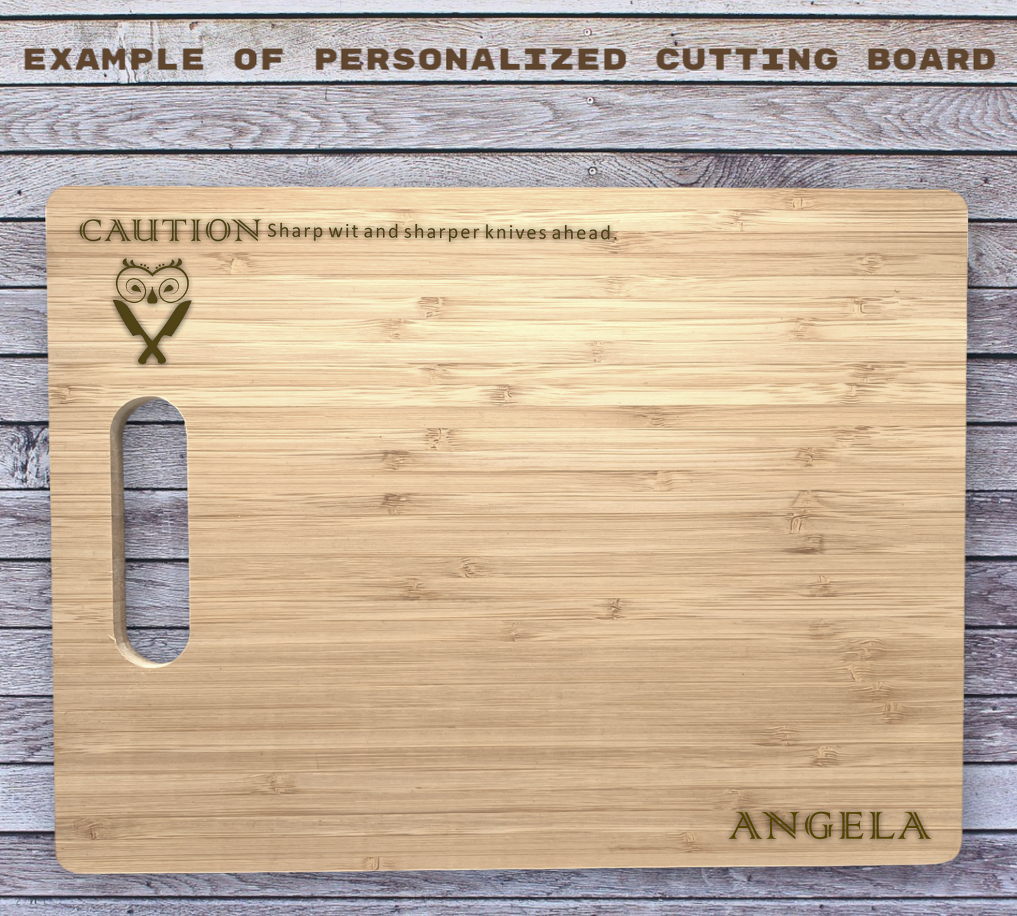 "Sharp Wit and Knives" Bamboo Cutting Board
