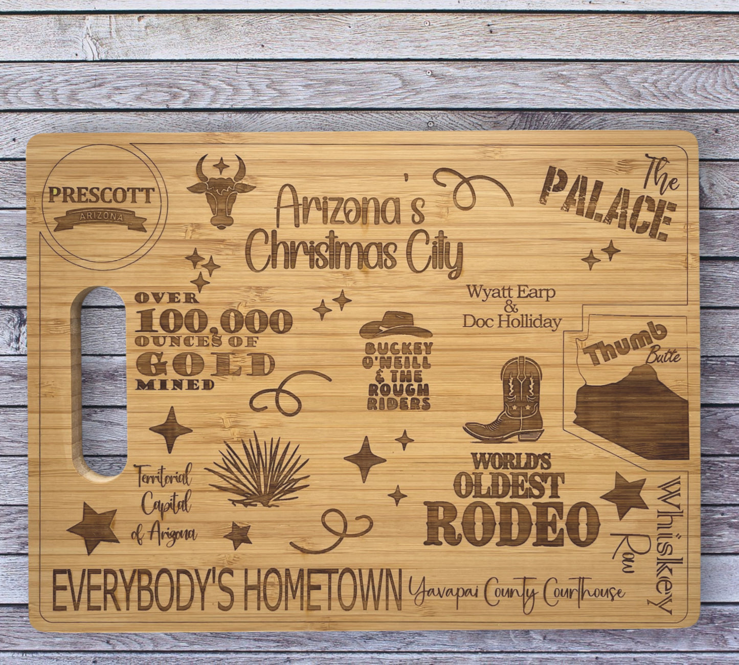 Prescott "Claim to Fame" Bamboo Cutting Board