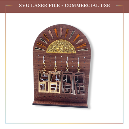 SVG Sunrise Arch Earring Display Stand, Laser-ready file