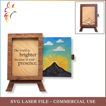 SVG Brighter Presence Sliding Frame with easel, laser cutting file
