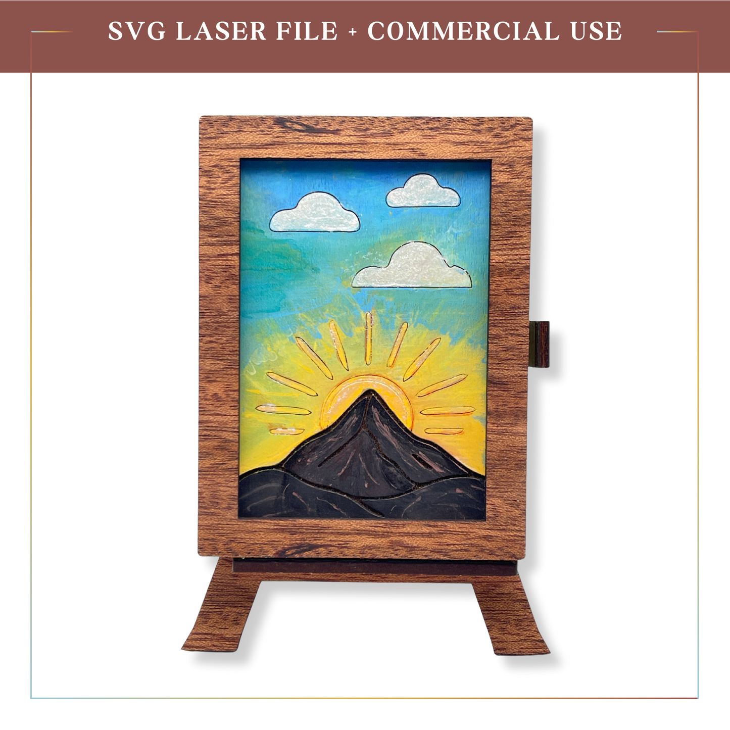 SVG Brighter Presence Sliding Frame with easel, laser cutting file