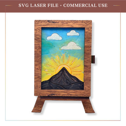 SVG Brighter Presence Sliding Frame with easel, laser cutting file