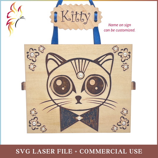 SVG Cat Feeding Tracker Sign – Daily AM/PM Pet Care Reminder with Sliders