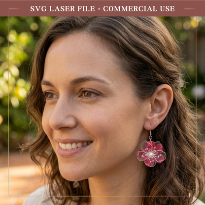 SVG Floral Petal Overlay Dangle Earrings