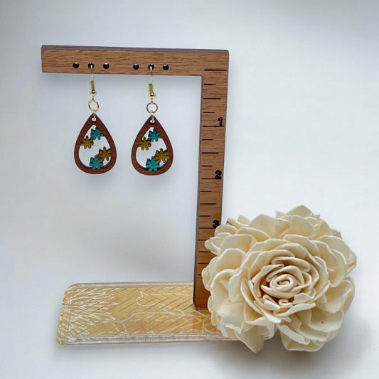 Flower Teardrop Dangle Earrings