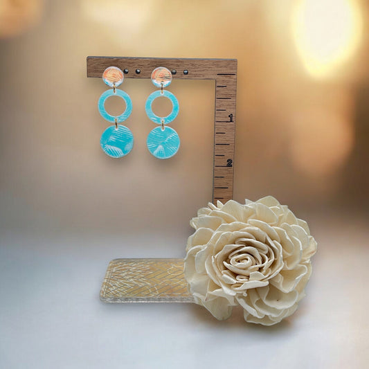 Iridescent Seashell Acrylic Circle Earrings